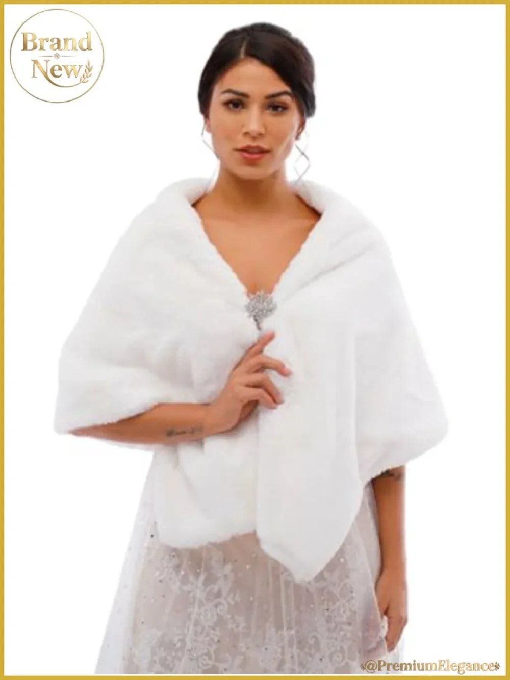 Faux Fur Shawl and Wrap Bridal Stole Cape Scarf for Wedding